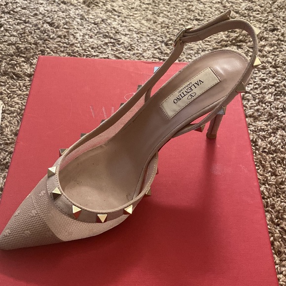 Valentino Rockstud Mesh Lace Slingback Sling Strap Sandal - Picture 7 of 14